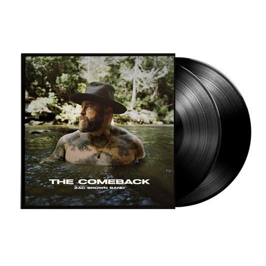 Vinyl record album cover for ’The Comeback’ by Zac Brown Band featuring a man with tattoos in water wearing a hat.